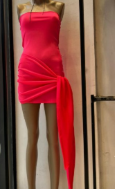 Vestido fluo estraples corto atar